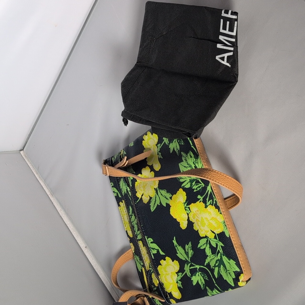 American Leather Co Green & Yellow Floral Thin Crossbody Bag - Picture 10 of 13